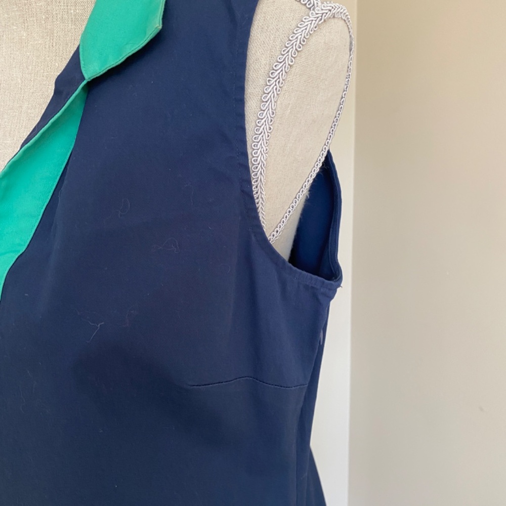 Sail to Sable STS Sleeveless  Navy Blue Green Tunic Dress Size M - Picture 3 of 10